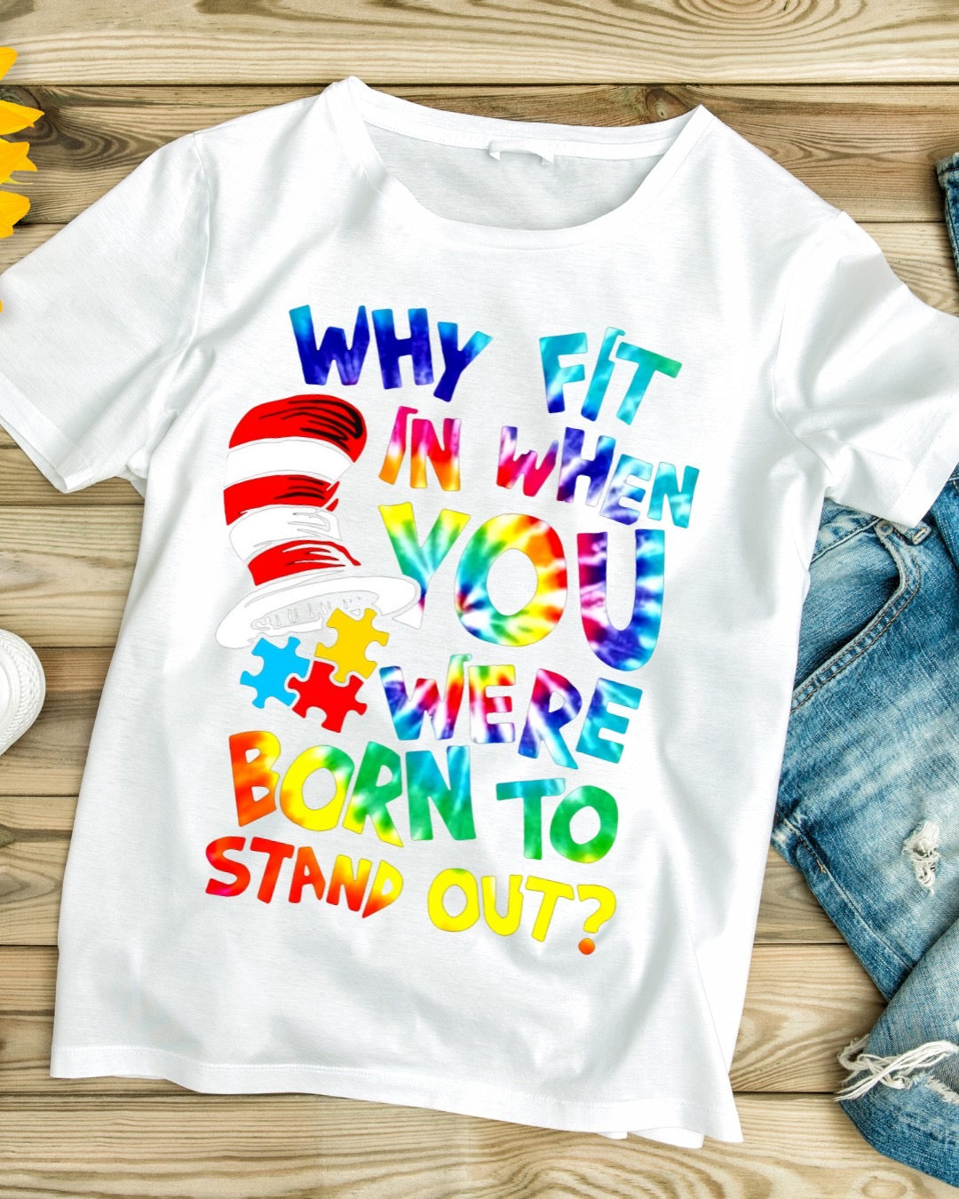 Autism Awareness T-Shirt, Tie Dye Rainbow Colors