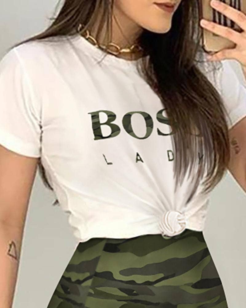 Women's Camo Print Bodycon Pencil Skirt, High Waist, Military Green