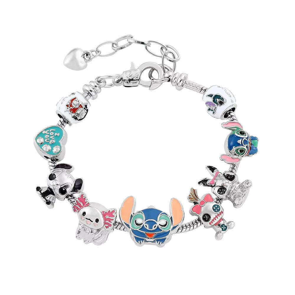 Lilo and Stitch Character Charm Bracelet, Silver-Tone Enamel, Disney Animation Collection