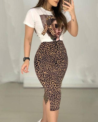 Women's Camo Print Bodycon Pencil Skirt, High Waist, Military Green