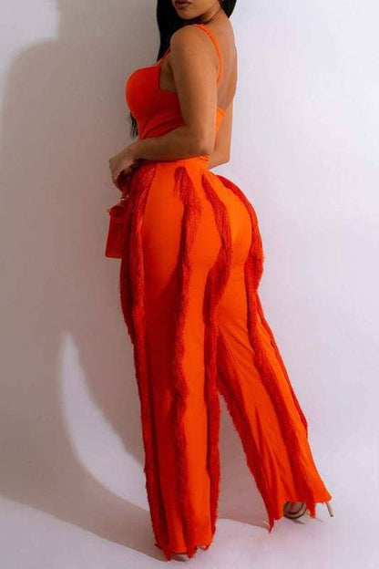 Women's Emerald Green Bustier Jumpsuit with Wide Leg Pants, Spaghetti Straps, Sweetheart Neckline