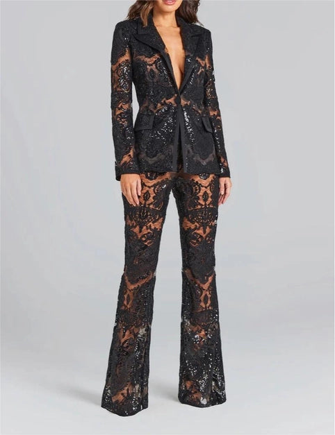 Glam Sequin Lace Suit: Business Meets Style