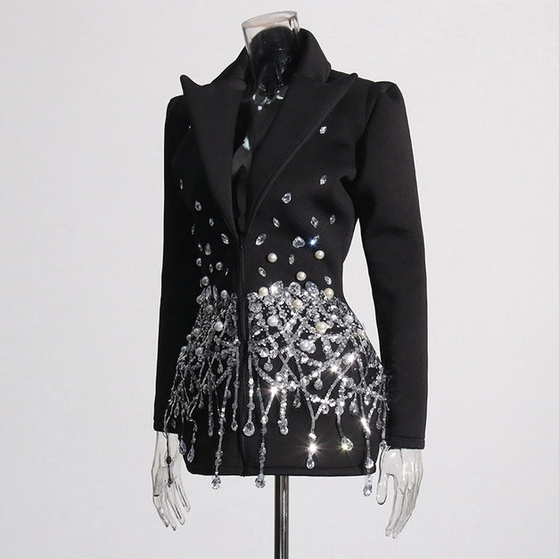 Sequin Studded High-Waist Suit Dress