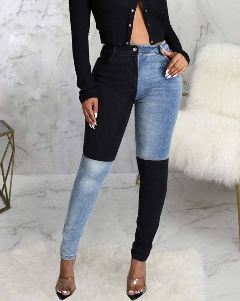 Zipper fly slant pocket stretch skinny jeans