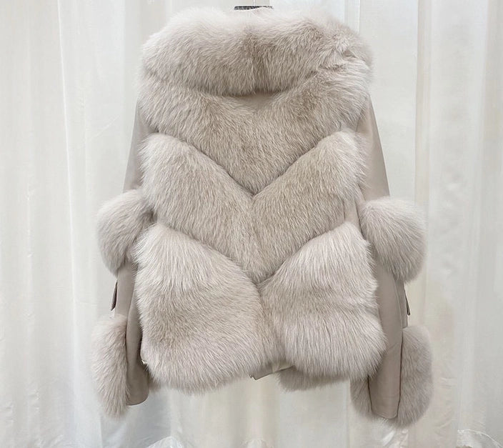 Chic Quilted Faux Fur Jacket - Winter Elegance