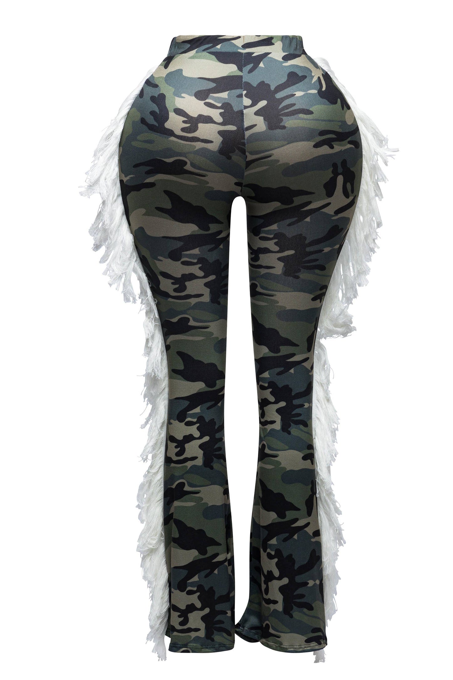Women's Graffiti Print Leggings with White Fringe Detail, High Waist Street Style Dance Pants