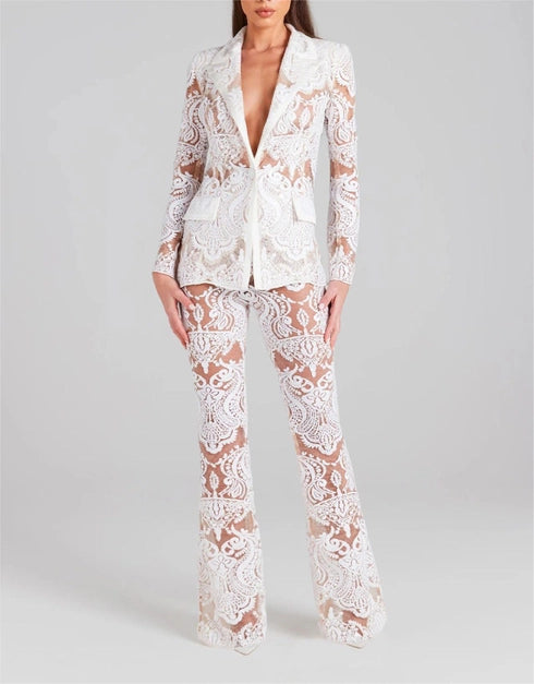 Glam Sequin Lace Suit: Business Meets Style