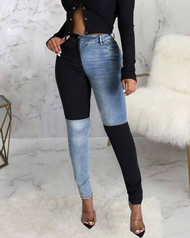 Zipper fly slant pocket stretch skinny jeans